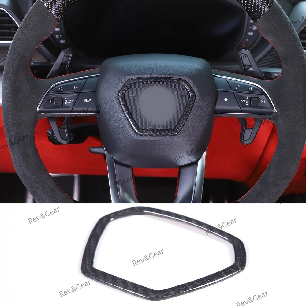 Carbon Fiber Car Steering Wheel Center Logo Trim For Lamborghini Urus 2018-2025