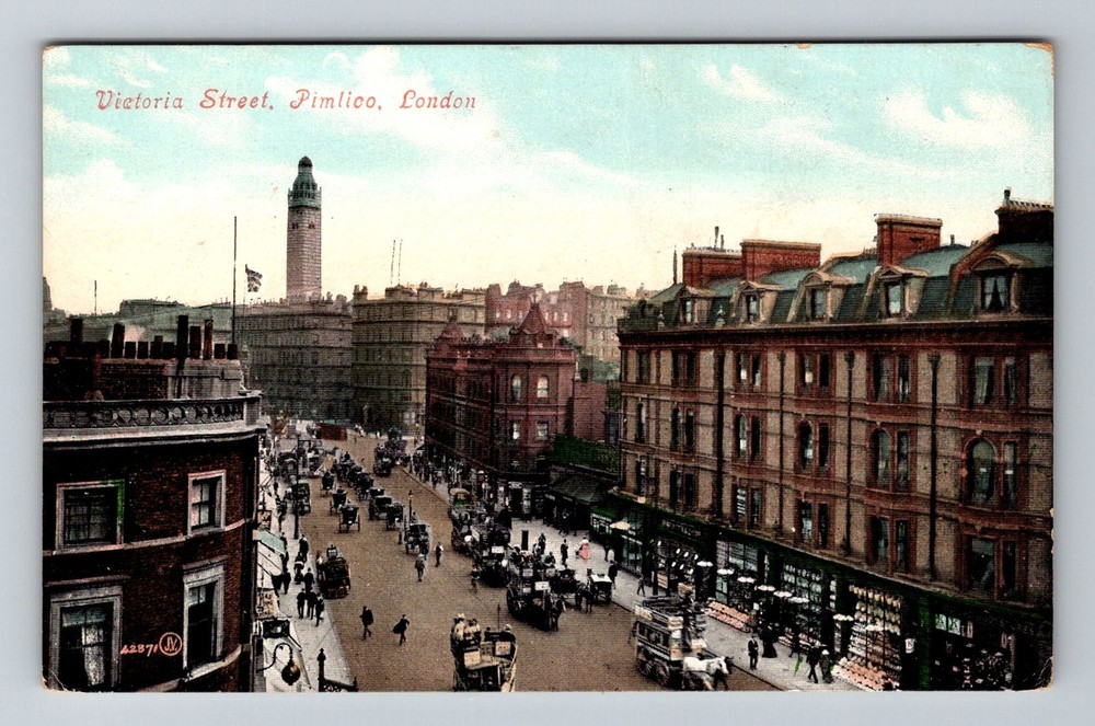 England- London Victoria Street Pimlico Souvenir Old Post View Vintage Postcard