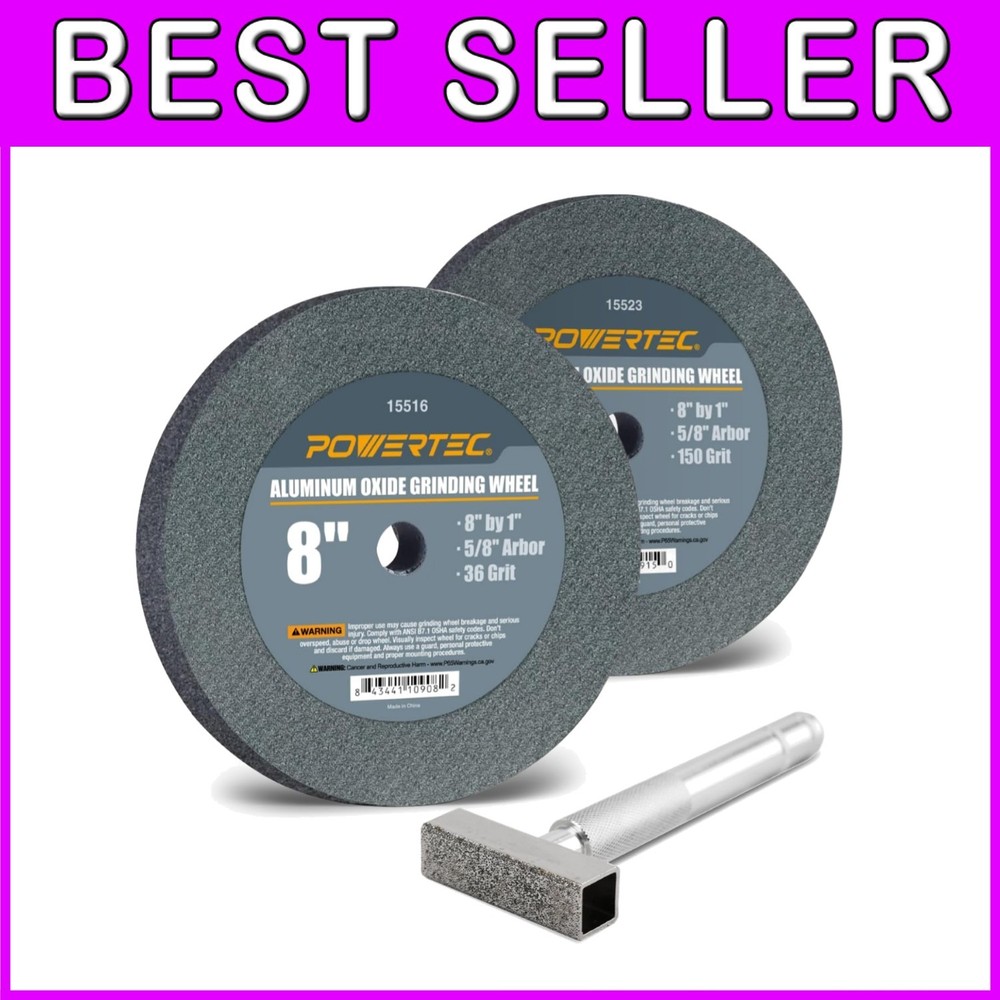 8-Inch Aluminum Oxide Grinding Wheels + Diamond Dresser - Precision Shaping Tool