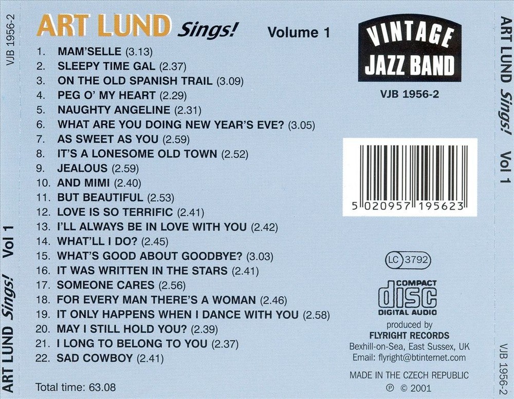 Art Lund Sings! Vol. 1 New Cd