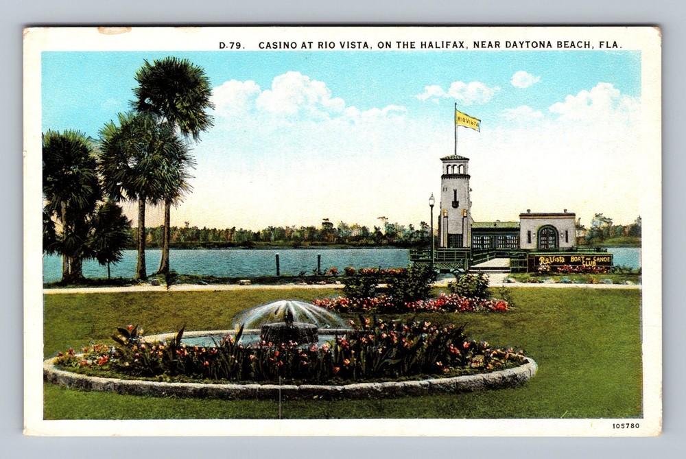 Daytona Beach FL-Florida Casino At Rio Vista Halifax Vintage Postcard Old Post