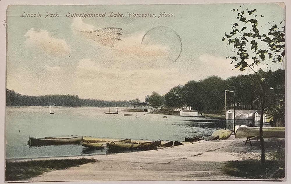 Lincoln Park Quinsigamond Lake Vintage  Postcard Worcester MA 1908