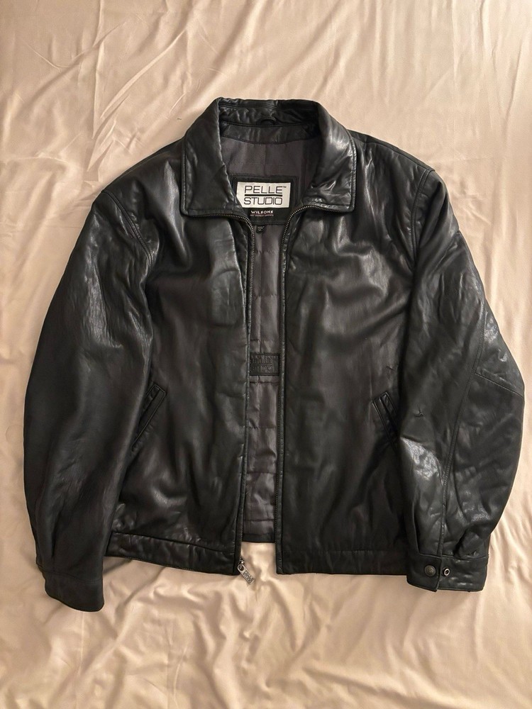 Black Wilsons Leather Pelle Studio Men's Jacket Size XL