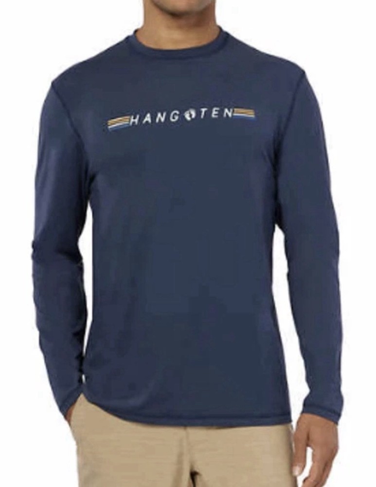 HANG TEN Men's Long Sleeve 50+ Protection Sun Tee Shirt Blue XL - NWT