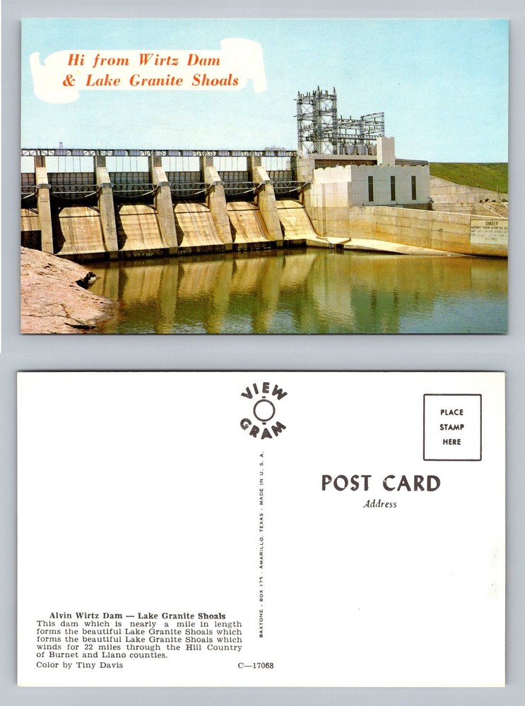 Granite Shoals, TX-Texas, Wirtz Dam Lake Granite Shoals Hill Vintage Postcard