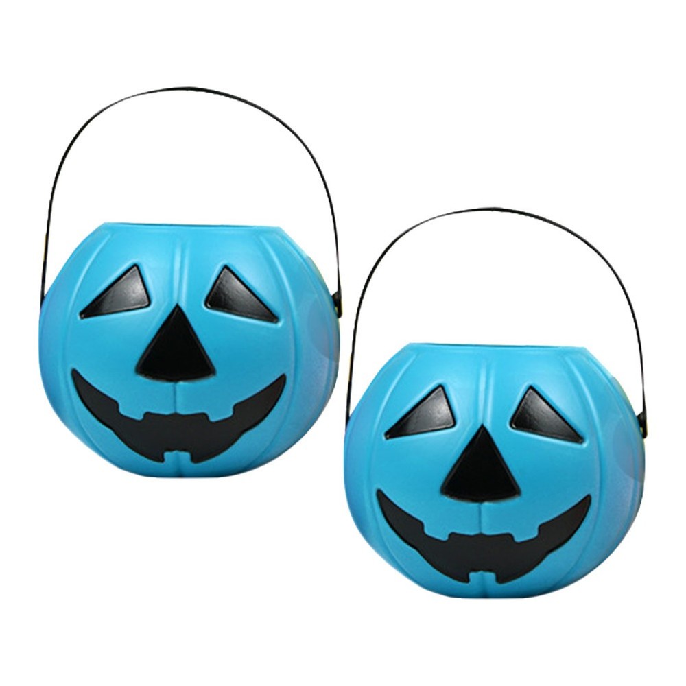 2 Pcs Small Pumpkin Buckets Candy Pail Mini Halloween Party Favor Supplies