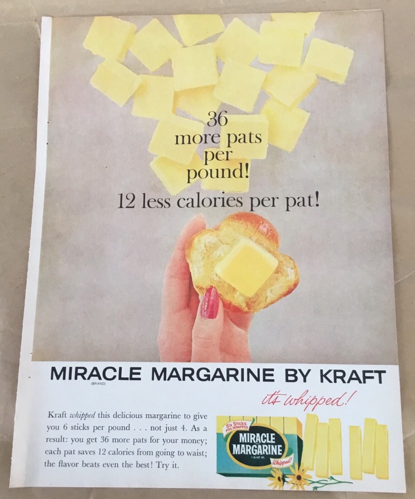 Kraft miracle margarine print ad 1960 orig vintage 1960s retro food art muffin