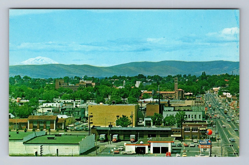 Yakima WA-Washington Aerial Of Town Area Vintage Postcard
