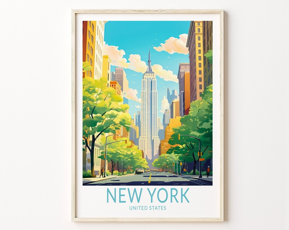 Vintage New York City Travel Poster Wall Art Print