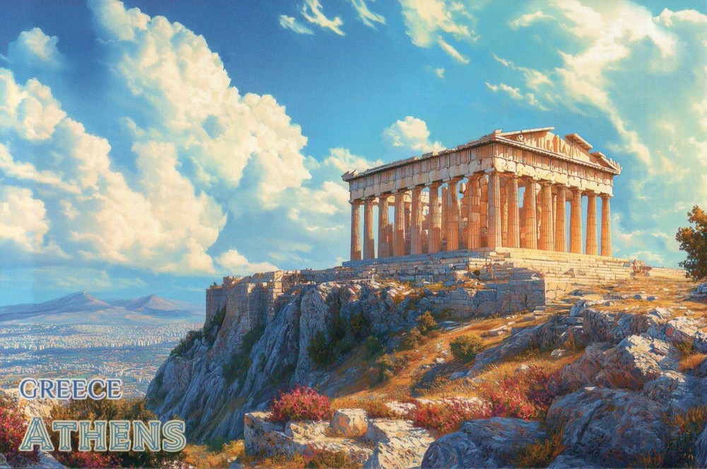 The Acropolis, Athens Greece, Parthenon, Goddess Athena Temple - Modern Postcard