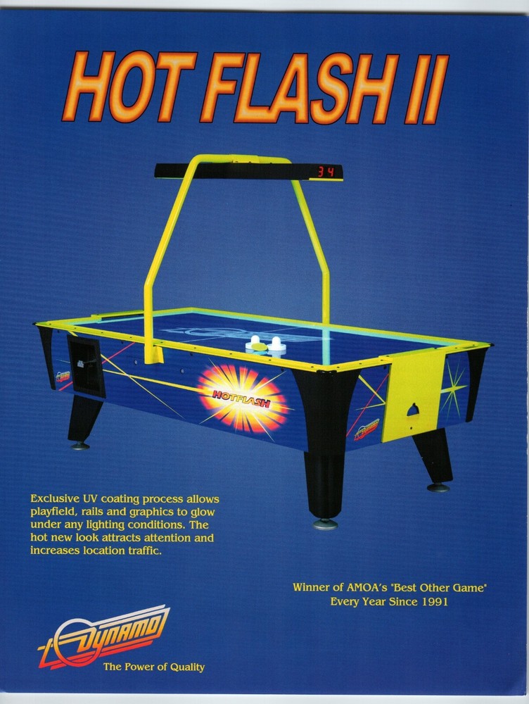 Hot Flash II Hockey Flyer Original Vintage Paper Air hockey Game Art 8.5