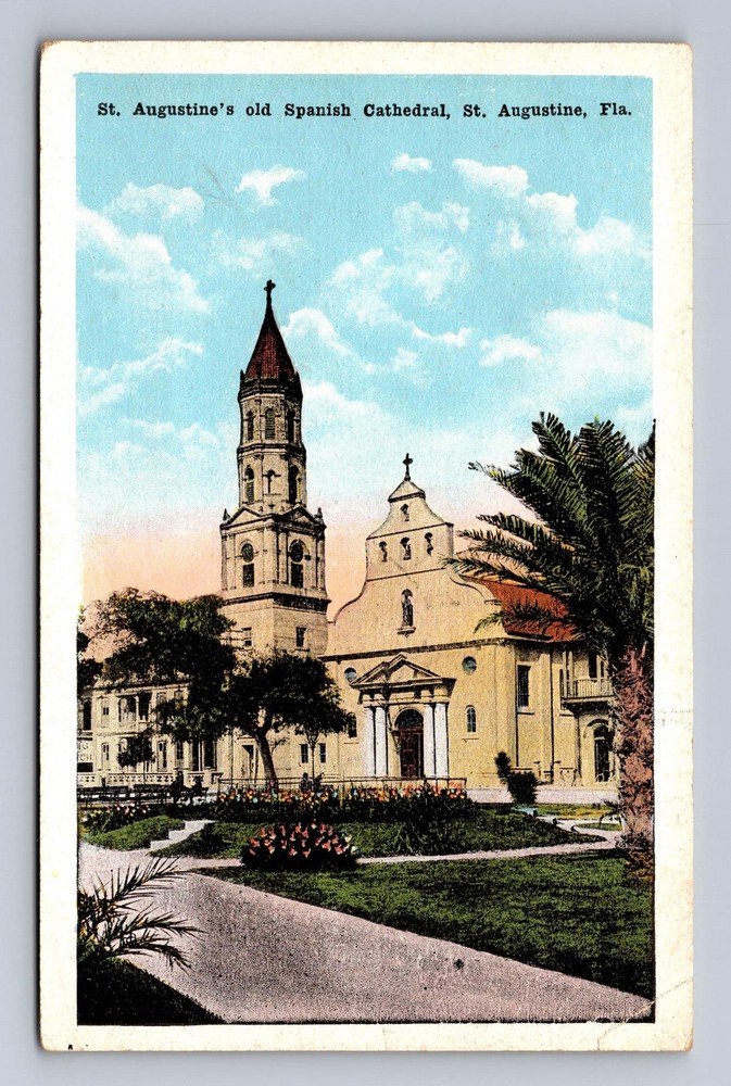 St Augustine FL-Florida Spanish Cathedral Vintage Postcard