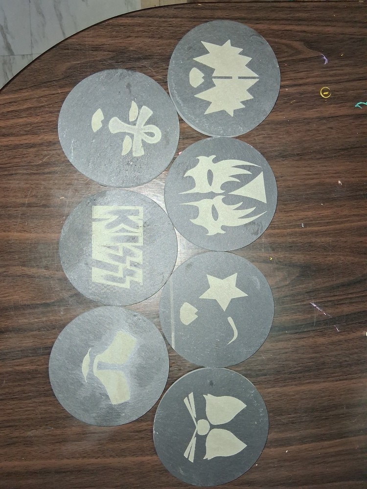 KISS SLATE DRINK COASTERS SET OF 6