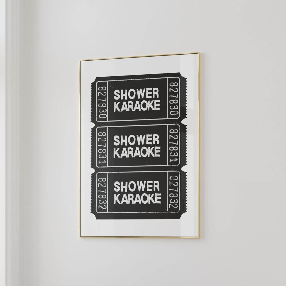 Shower Karaoke Print Bathroom Wall Decor Trendy Prints And Posters Ticket Print