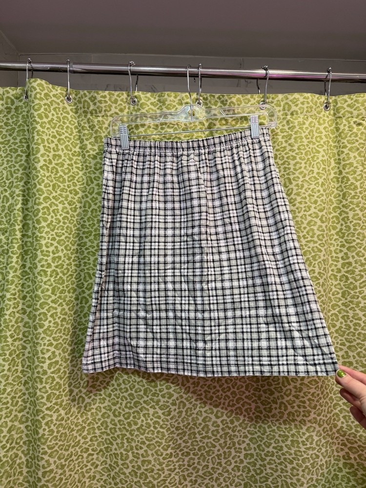 Vintage Knitt Mixx Stretchy Black And White Plaid Mini Skirt Size Large