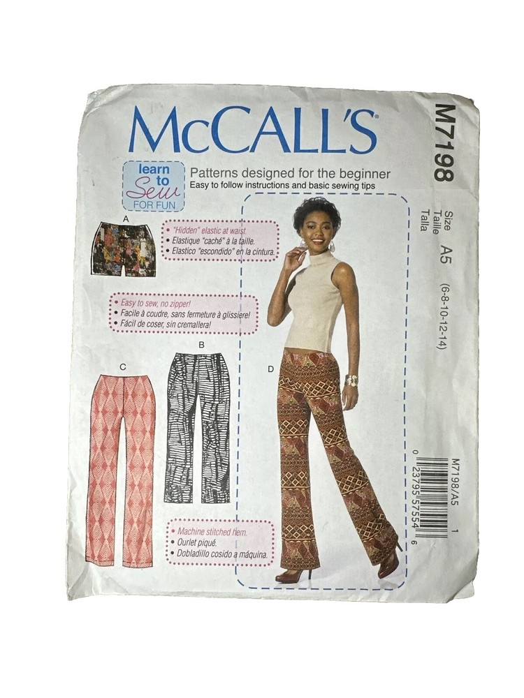 McCall's M7198 Misses Sz 6-14 Shorts & Pants Beginner 