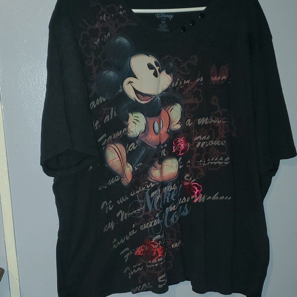 Disney Mickey Mouse Graphic T-Shirt 100% Cotton Black Unisex Adult Size 3X