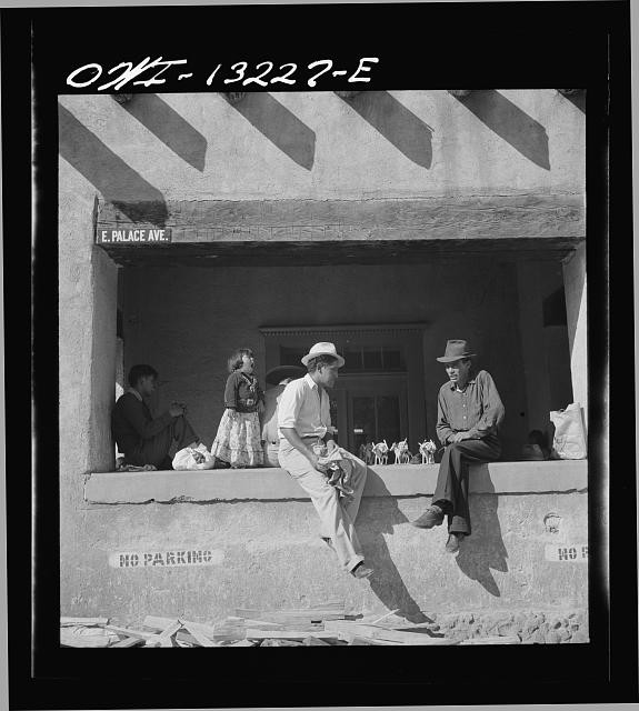Photo:El Paso Texas 1930s Men on E Palace Ave Porch No Parking Sign