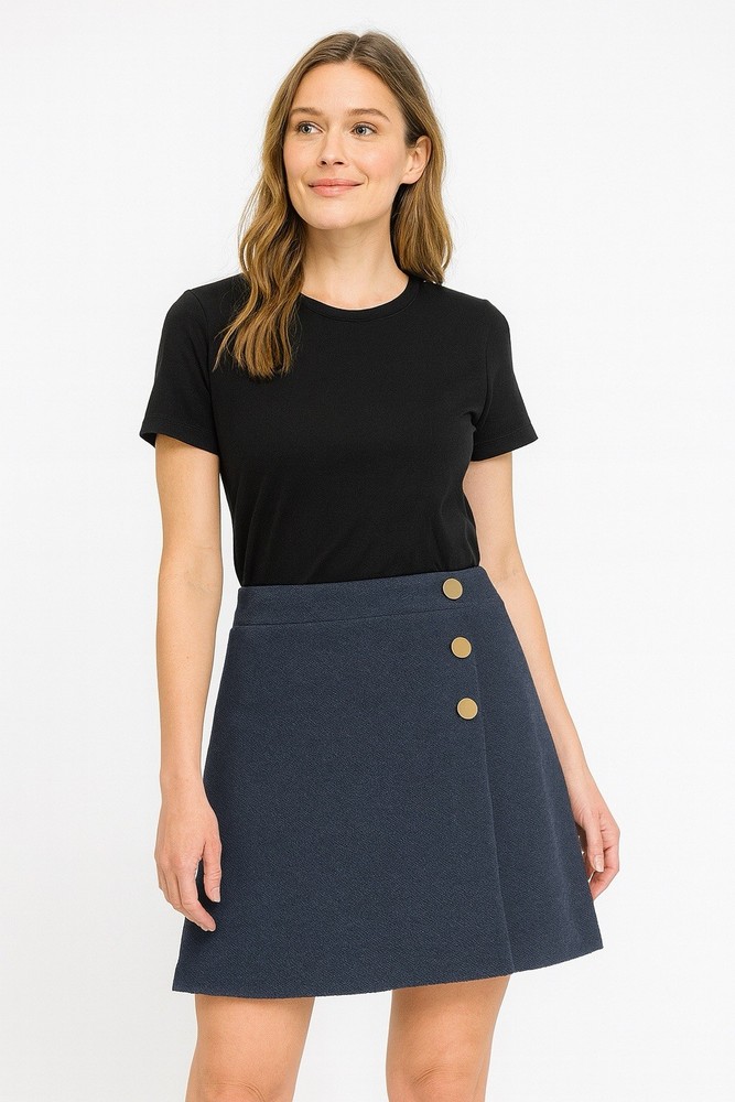 LOFT Women’s Navy Blue A-Line Skirt Size 0 – Gold Button Front Lined
