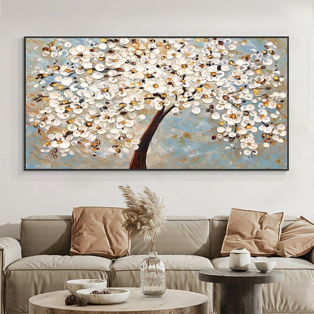 Abstract Tree With Flowers Canvas Painting Canvas Wall Art Wall Poster Print Art-image