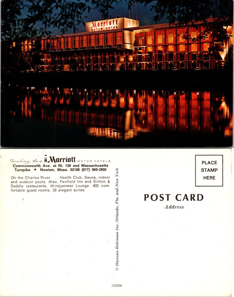Marriott Motor Hotel Newton Massachusetts MA Postcard