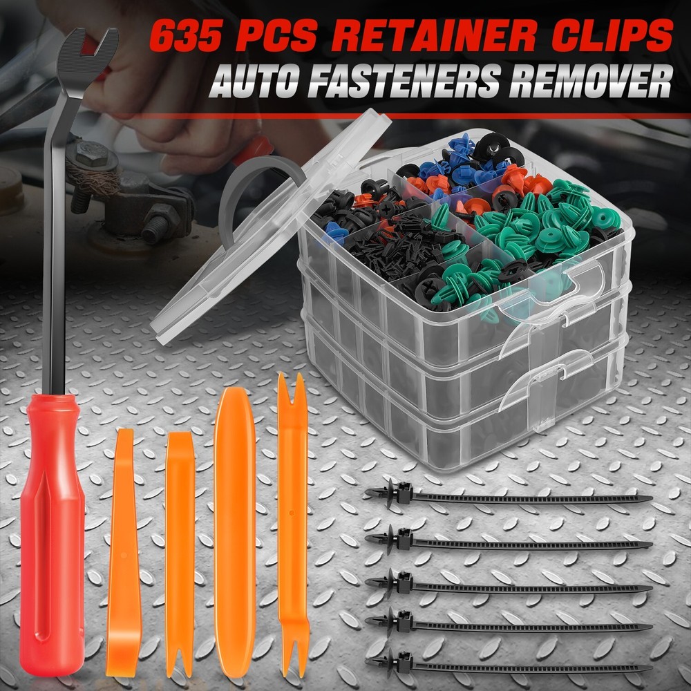 635 pcs Fender Liner Door Hood Bumper Trim Clip Retainer Fastener Assortment Kit