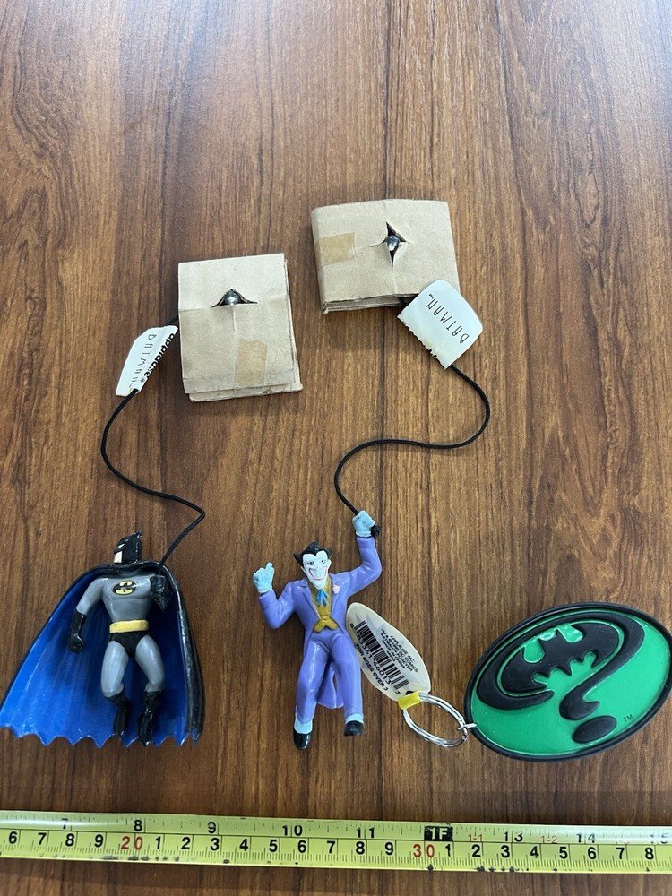 LOT 3 NEW DC Applause 1992 Joker & Batman Swinging Suction Cup Figures Keychain