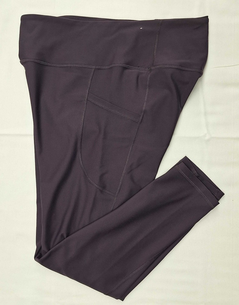 Old Navy Active PowerSoft Go-Dry Leggings Size L Dark Purple High Rise Pocket