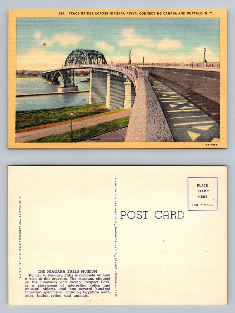 Buffalo, NY-New York, Peace Bridge Niagara Canada Connection Vintage Postcard