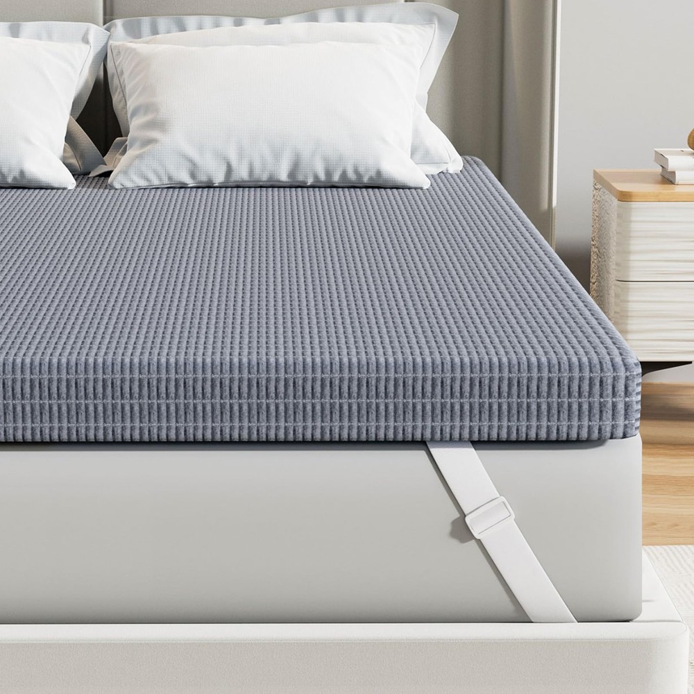 Firm Memory Foam Mattress Topper Queen - 2 Inch Charcoal-Infused Bed Topper f...