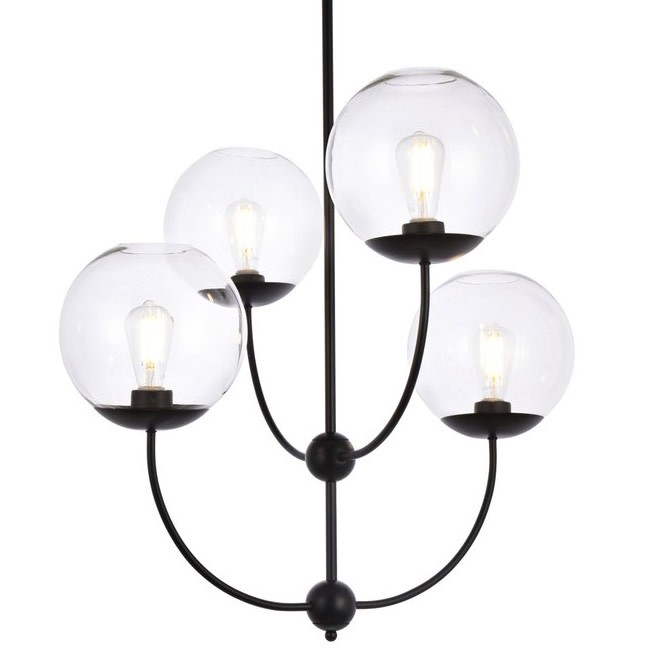 Elegant Black Lennon 4-Light 32-Inch Wide Chandelier LD652D30