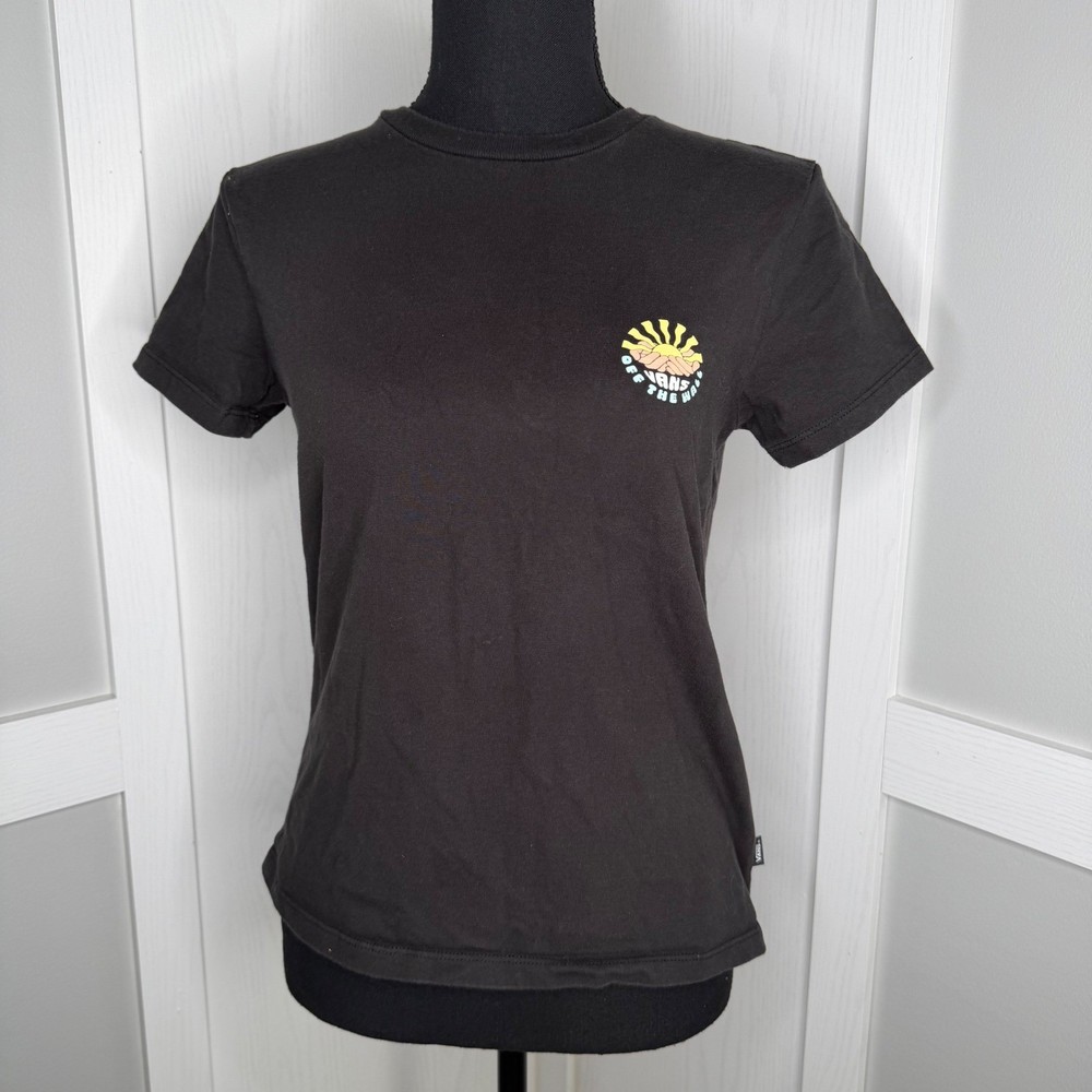 Vans Graphic Tee Womens Small Black Sunny Daze Short Sleeve T-Shirt