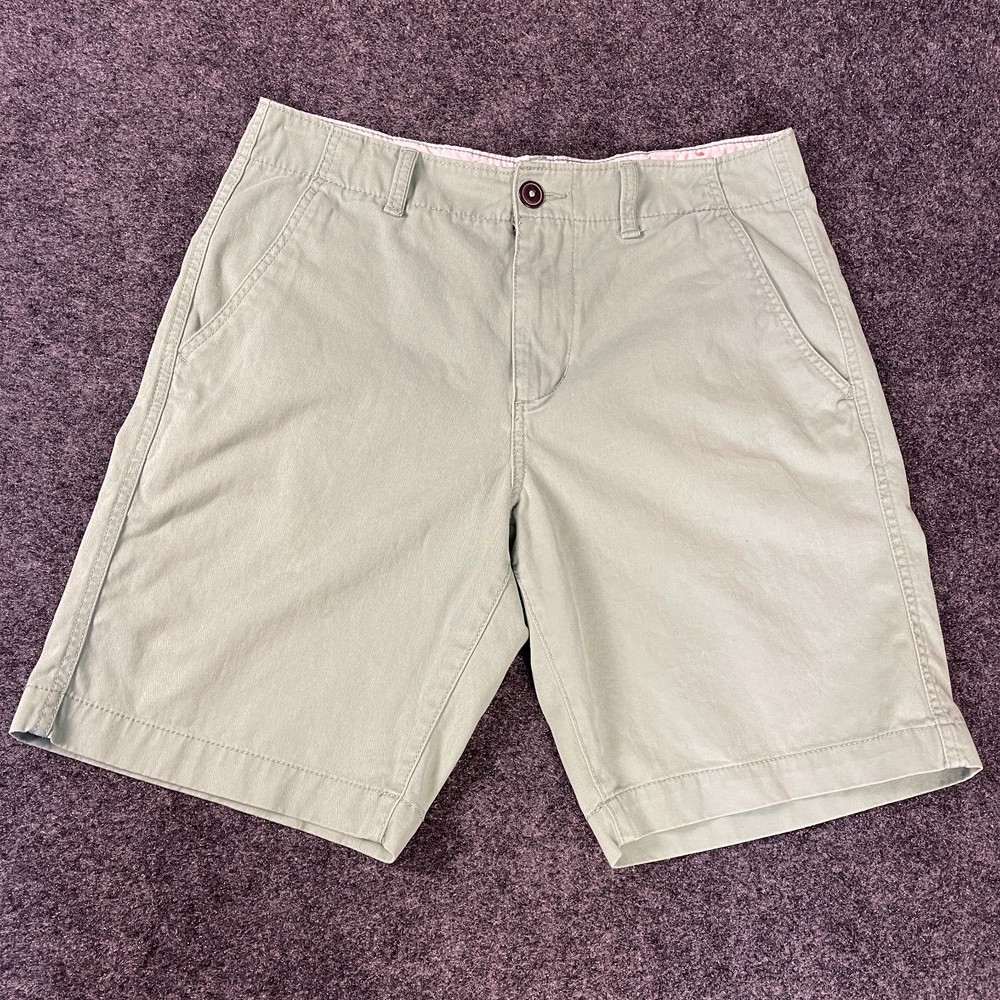 American Eagle Classic Chino Shorts Mens 32 Green Flat Front Casual Cotton