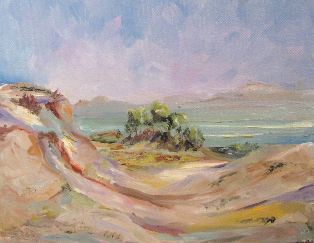 Dune View by Delilah Art Original impressionism seascape 8x10 oil