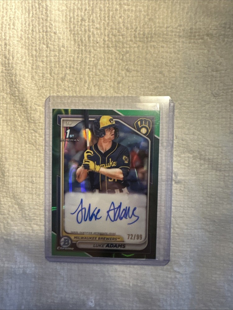 2024 Bowman #CPALA Luke Adams 1st Chrome Green Lava Auto /99  Brewers