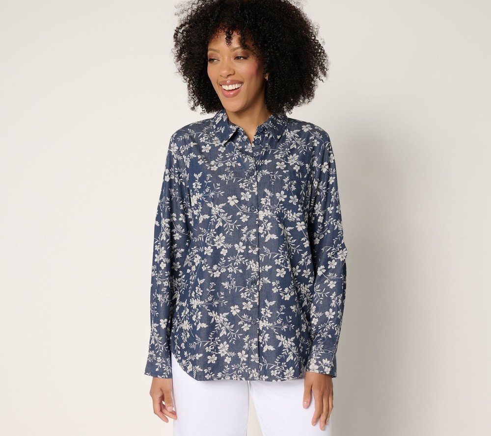 Joan Rivers Classics Collection Women's Top Sz L Cotton Multi-colored A688997
