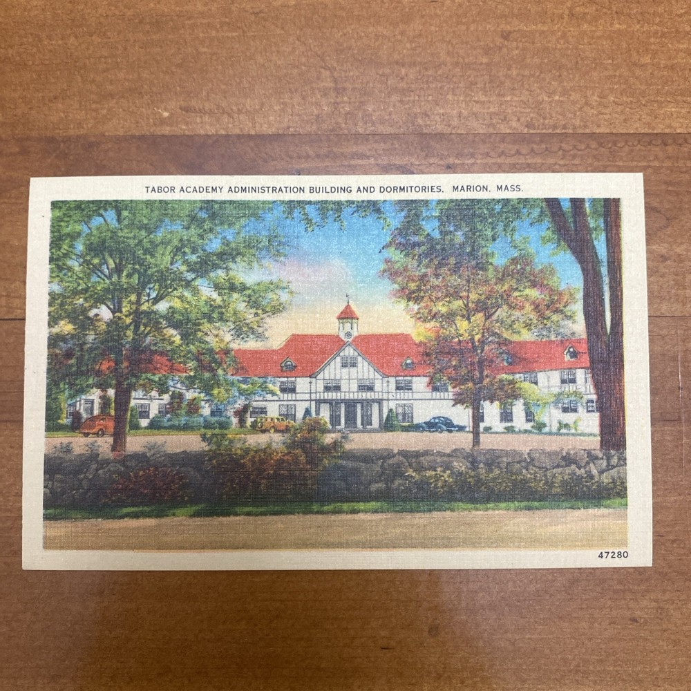 Postcard Tabor Academy Administration Building And Dormitories, Marion, MA