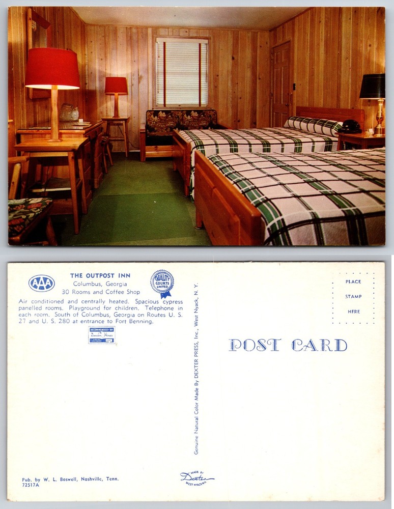 The Outpost Inn Columbus Georgia Motel Room Postcard