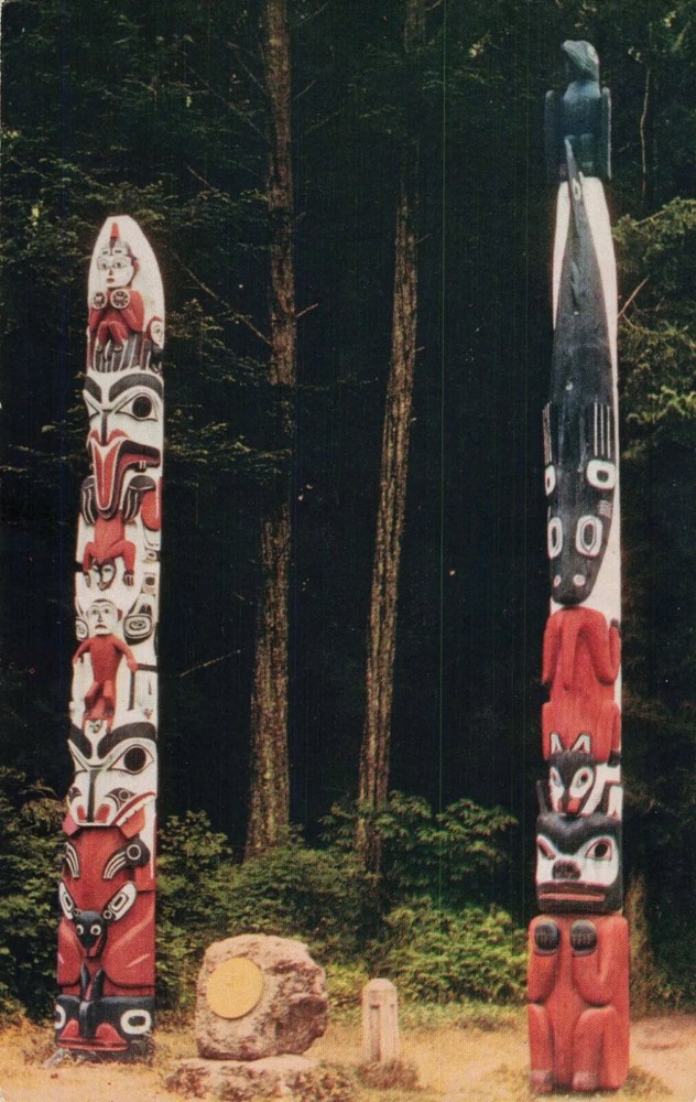 Totem Poles at Sitka National Monument Park - Sitka Alaska AK - Postcard
