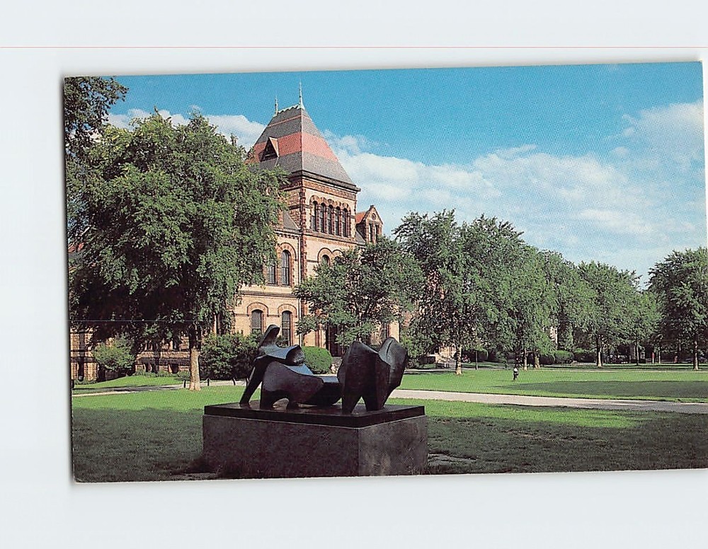 Postcard Henry Moor Sculpture Sayles Hall Brown University Providence RI USA