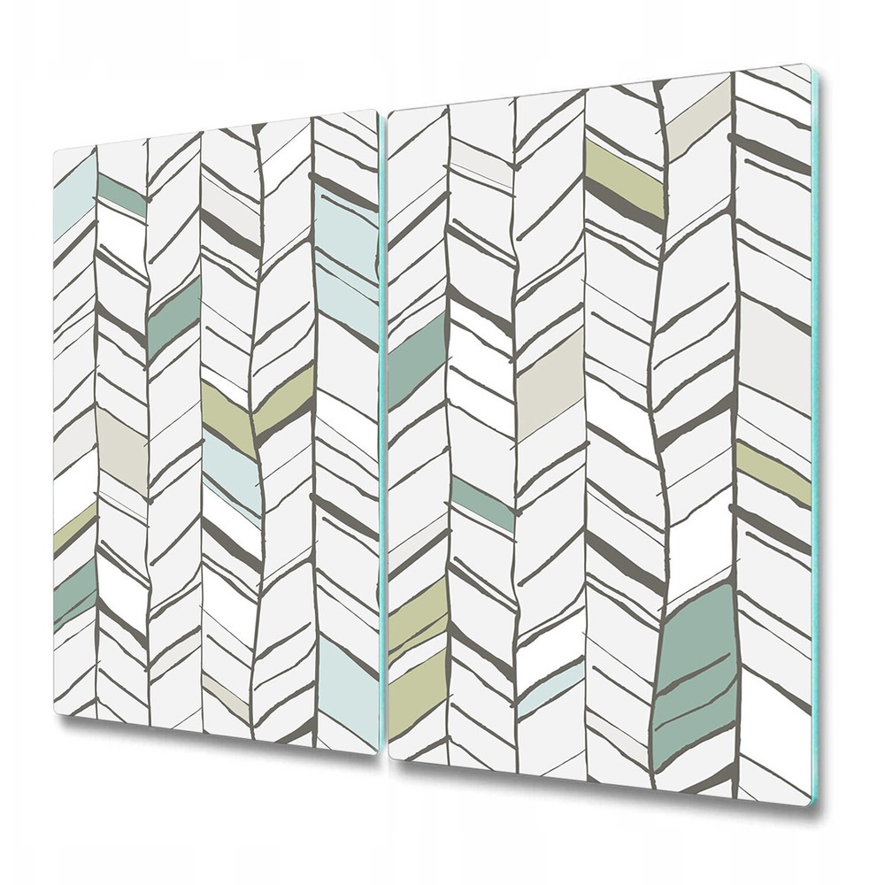 Glass Induction Ceramic Hob Cover Colourful herringbone geometric hand-drawn