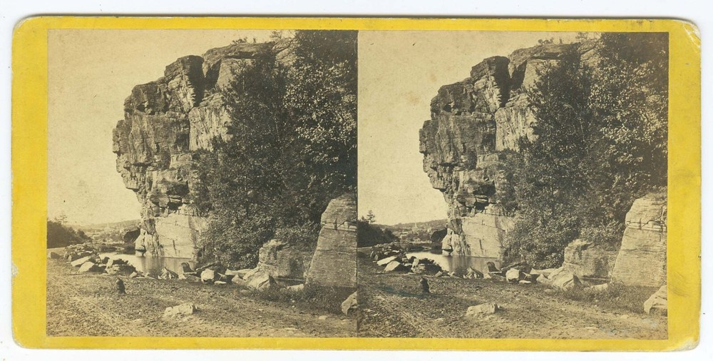 D1019~ NEW YORK – Little Falls Profile Rock on Mohawk c.1870s Stereoview-Anthony