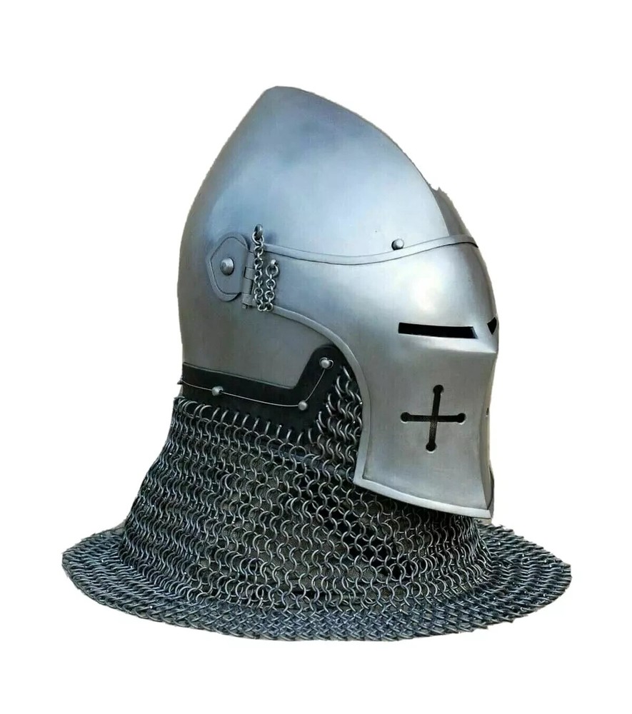 14GA Steel Griffon Bascinet Helmet for SCA HMB Medieval Combat with Aventail
