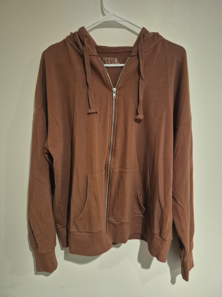 Time and Tru brown zip up hoodie Size XL