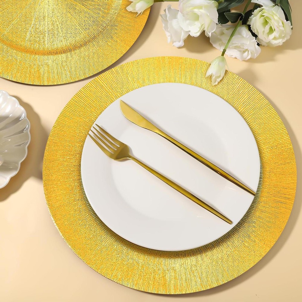 100Pcs Charger Plates Bulk, 13 inch round Charger Plates Plastic Wedding Dinner