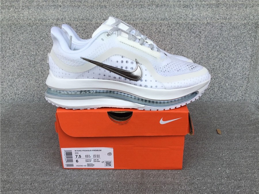 New Nike Air ZOOM Pegasus Premium White/Metallic Silver Men's sneakers