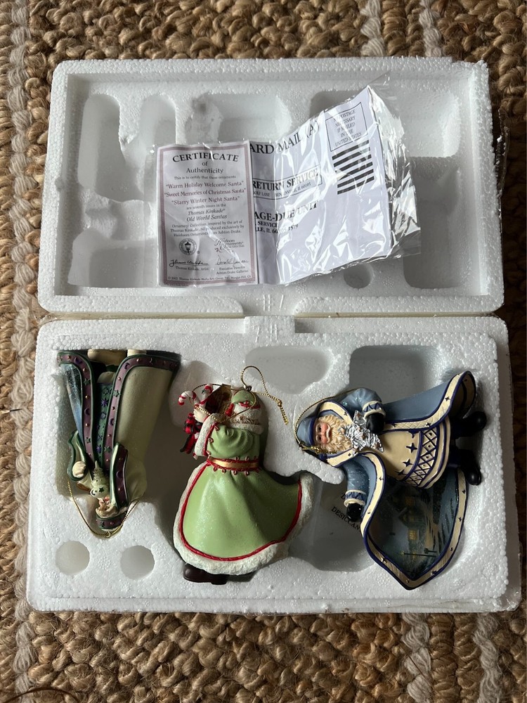 Thomas Kinkade Christmas Ornaments Old World Santas Set #7 with COA