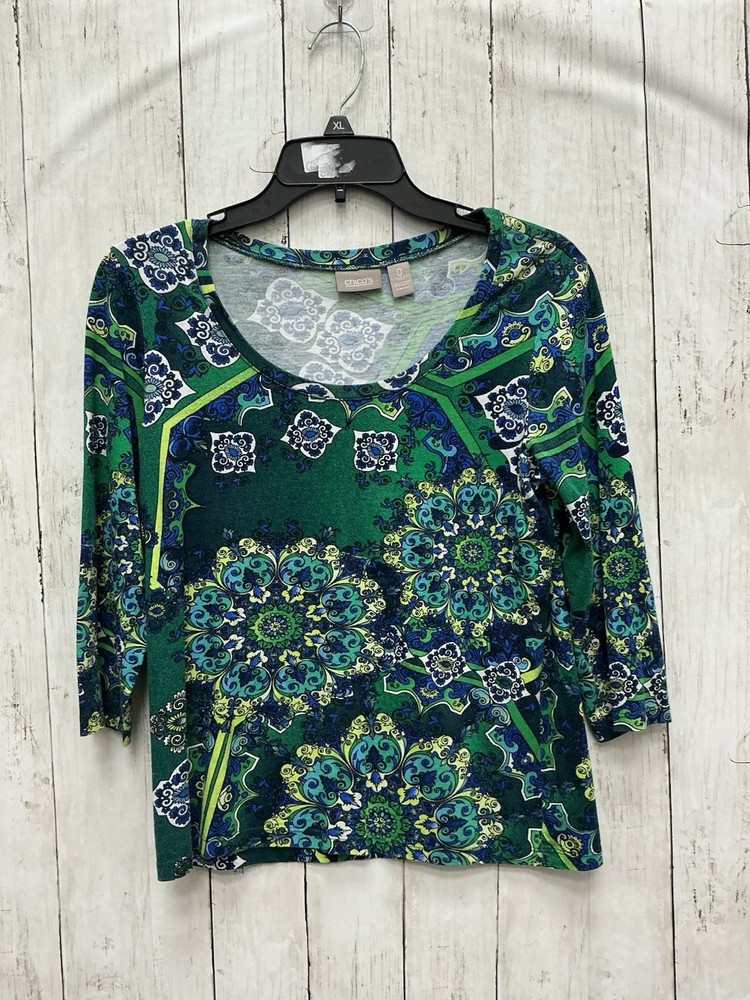 Chico’s 3/4 Sleeve Top Size 0 Us Small 0506-223