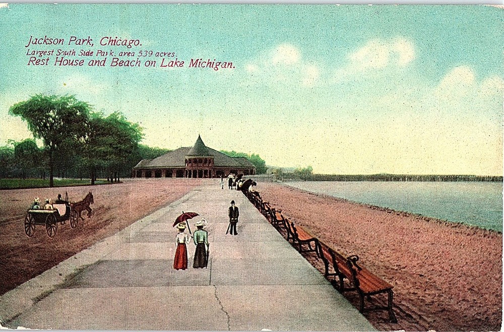 Postcard BEACH SCENE Chicago Illinois IL m/09 AI2930
