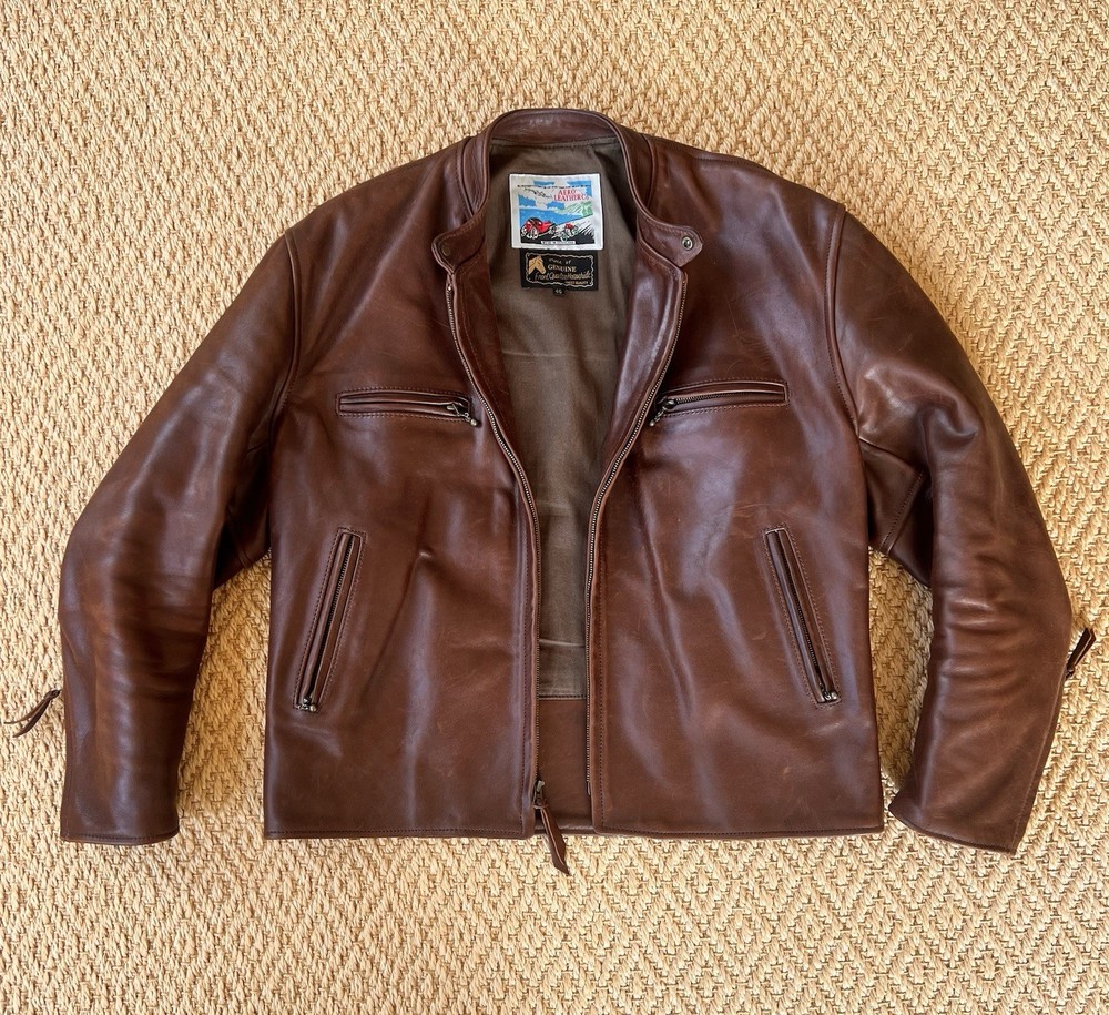 Aero Leather Company Cafe Racer Leather Jacket Size 46